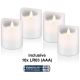Set di 4 candele a LED in vera cera, bianco, incl. 12x AAA (LR03) WE75266 Goobay