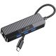 Adattatore hub USB-C 4 in 1 3xUSB 3.0 1xRJ45 Gigabit nero JC009-F F4810 Jokade