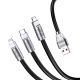 Cavo per alimentazione e sincronizzazione Ricarica Rapida 3 in 1 USB a Lightning, Type-C e Micro USB Nero 1,2 m 3A JA027 F4725 Jokade
